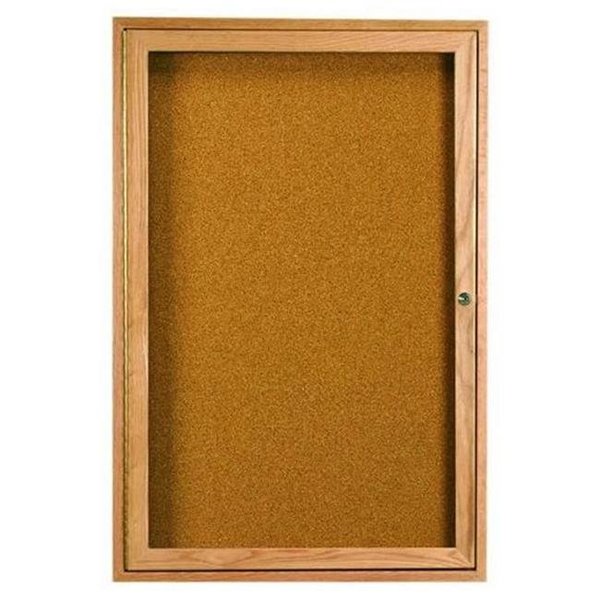 Aarco Aarco Products OBC2418R 1-Door Enclosed Bulletin Board - Oak OBC2418R